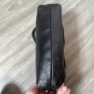 Patricia Nash Valerie Leather Foldover Wristlet Clutch Black Minimalist FLAW thumbnail 3