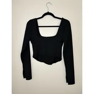 Abercrombie & Fitch Black Long Sleeve Corset Crop Top M thumbnail 5