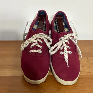 Burgundy Canvas Low Top Lace Up Sneakers WMUB4520001 Maroon USA 9 thumbnail 3