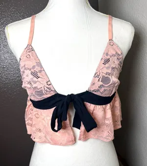 Urban Outfitters Out From Under Lace Ruffle Tie Bralette Size M Whimsigoth Coquette Romantic thumbnail 1