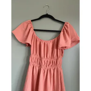 Altar'd State Women's Pink Smocked Waist A-Line Dress Scoop Neck Puff XS thumbnail 4