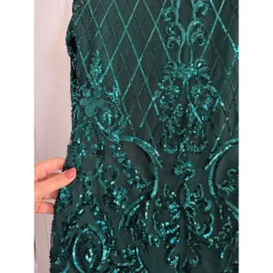 Unique Vintage 1920s Margaux Emerald Green Sequin Fringe Flapper Dress Small 4 thumbnail 3