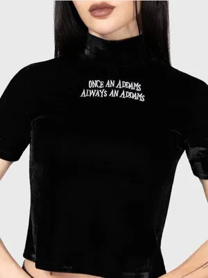 Killstar Wednesday Addams Collab Black Velvet Mock Neck Top XL Allergic To Color thumbnail 6