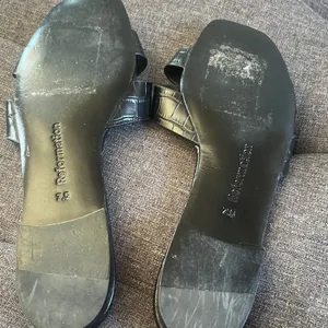 Reformation Margaret Black Croc X sandals. Size 7.5 thumbnail 8