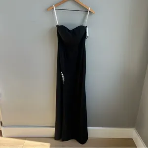 David’s Bridal NWT Jules and Cleo Crepe Black Strapless Evening Gown Embellished thumbnail 4