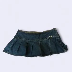 Y2K 2000s Trendy Grunge Biker Mcbling Micro Mini Pleated Buckle Skirt Skort Shorts Low Rise Denim Jean Navy Blue Baddie Vixen Dark Academia Preppy Schoolgirl #whimsigoth #cyber punk #biker #streetwear acubi gothic deadstock gorpcore whimsygoth Size L - Measurement in pics thumbnail 2