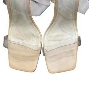 Schutz Shoes Womens Size 8 Beige Vinyl Ariellen Wedge Slide‎ Sandals Rhinestone thumbnail 3
