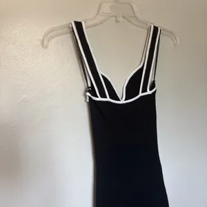 Abercrombie & Fitch Women Ribbed Black White Trim Bodycon Dress Sleeveless XS thumbnail 5