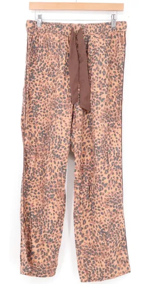 Aerie Leopard Print Relaxed Drawstring Pants Brown Animal Print XS Regular thumbnail 1