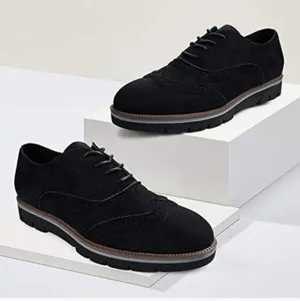 JABASIC Women's Brogue Oxford Walking Shoes Lace-Up Casual Black Size 9.5 NEW thumbnail 1