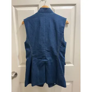 Jason Wu Denim Sleeveless Blazer Vest Size Medium Double Breasted Gold Buttons thumbnail 3