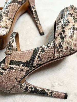 Coach Snake Print Peep Toe Mary Jane High Heels Size 6 Shawna Python Animal thumbnail 9