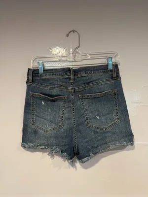 Dark‎ Blue Altar’d State stretchy Distressed Denim Shorts - Women thumbnail 3