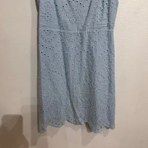 Lulus Light Blue Modern Romantic Eyelet Embroidered Cotton Mini Dress Sz S thumbnail 4