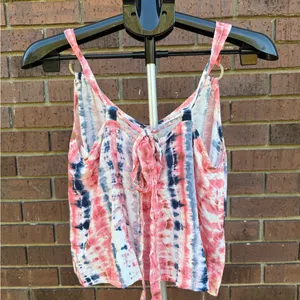 Sadie & Sage Coral Navy Tie Dye Tank Top Cami Flowy V-Neck Womens Size Medium thumbnail 5