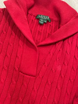 Ralph Lauren Red Cable Knit Sweater thumbnail 2