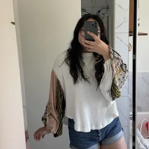Free People We The Free Blossom Thermal Oversized Bohemian Style Top White (XS) thumbnail 5