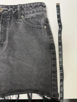 Forever 21 Black Denim Mini Skirt with Raw Hem thumbnail 2