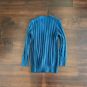 Merokeety Elegant Blue Cable Knit Cardigan thumbnail 2