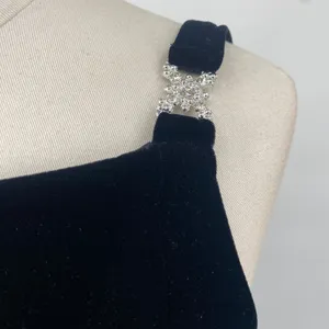 Vintage 90s Betsy & Adam Velvet Column Gown Embellished Maxi Dress Black Small thumbnail 7