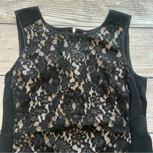 Boston Proper Black Lace Overlay‎ Cocktail Midi Dress Womens Medium Whimsigoth thumbnail 3