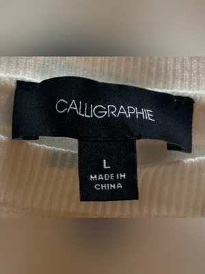 NWT Calligraphie Dachshund Embroidered Puff Sleeve Sweater Top Size Large thumbnail 6