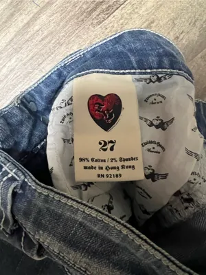 Vintage Y2K Twisted Heart Low Rise Flare Jeans Pink Rhinestone Embellished 27x35 thumbnail 4