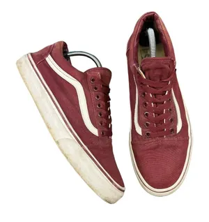 VANS Old Skool Burgundy Canvas Unisex Lace-Up‎ Sneakers Men's 6/Women's 7.5 thumbnail 1