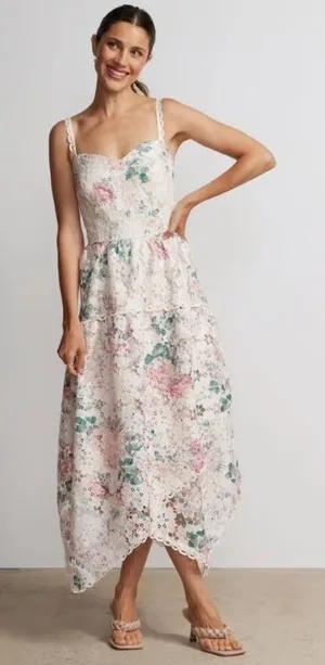 Red Dress Boutique Just Me Flirt For Fun Crochet Floral Midi Dress in Medium thumbnail 1