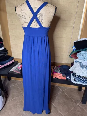 Cynthia Rowley Royal Blue Hi-Low Maxi Dress Criss Cross Back Small thumbnail 4