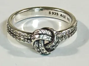 Authentic Pandora Retired Sparkling Love Knot Ring 190997CZ Silver 925 CZ US 6 thumbnail 1