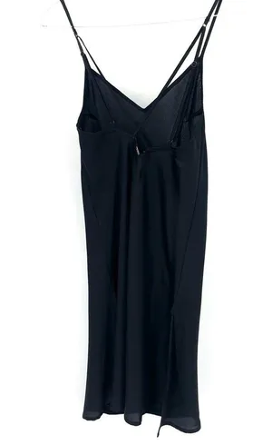 Sam Edelman Black Silky Satin VNeck Cross Tank Top Nightgown Slip Dress thumbnail 4