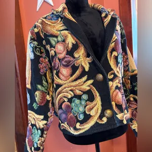 80’s vintage California style tapestry jacket Black Size M thumbnail 2