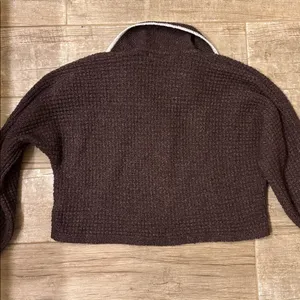 SO Brown V-Neck Sweater with White Collar thumbnail 4