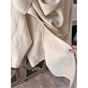 JNBY Scarf Collar Wool Blend‎ Coat Women Cream Ivory One Size thumbnail 9