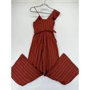 Womens Ruffle One Shoulder Wide Leg Striped Jumpsuit Rust Sz 0‎ XXXS thumbnail 13