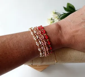 Bracelet Flower Hand Made Adjustable Red thumbnail 7