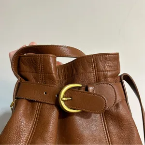Vintage Coach 4156 Toffee Brown Leather Soho Belted Bucket Buckle Pouch Bag thumbnail 7