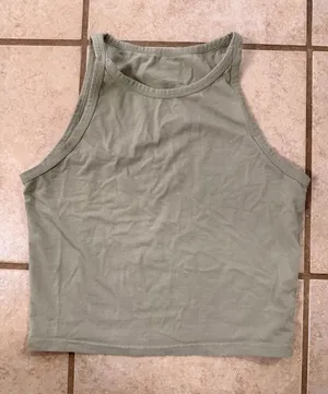 Amazon Sage Green High-Neck Cropped Tank Top thumbnail 1