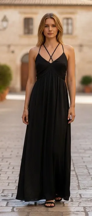 J.Crew‎ Black Satin V-Neck Lace-Up Back Maxi Dress G3513 Womens 12 NEW thumbnail 1