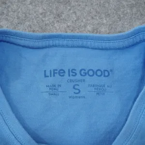 Life is Good Size S Crusher Tee Womens Blue Funny Dog Snack Graphic T-Shirt thumbnail 3