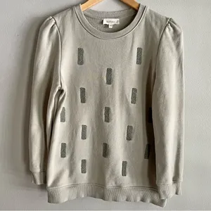 Bohme Light Green Textured Puff Shoulder Sweatshirt Cozy Neutral XS thumbnail 2