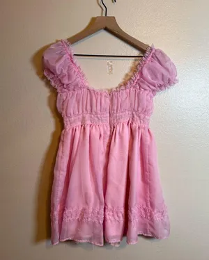 Sugar Thrillz X Dolls Kill Softer Smiles Babydoll Dress in pink thumbnail 3