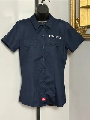 Dickies Medium F-150 Built Ford Tough Truck SS Dark Navy Blue Work Shirt thumbnail 1