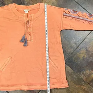 Tru Luxe Jeans Peach Long Sleeve Embroidered Top XL thumbnail 9