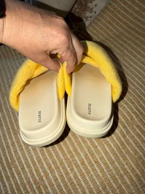 Maeve Anthropologie Bright Yellow Terry Slide Sandals thumbnail 4