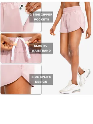 Light Pink Women’s Athletic Shorts with Elastic Waistband thumbnail 4