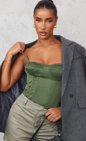 Pretty Little Thing Green Corset Tank thumbnail 1