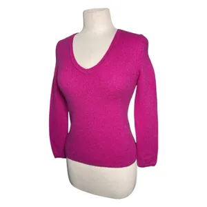 CASHMERE Charter Club Luxury Pink Vneck Pullover Sweater thumbnail 3