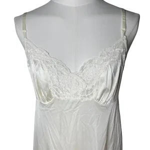 Vintage Ivory‎ Lace Full Slip Nightgown Romantic Bridal Vassarette L thumbnail 8